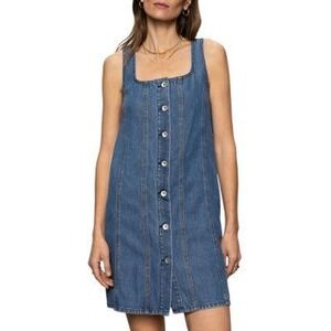 Sanctuary Blossom Denim Mini Dress Womens M Blue Boho Cottage Beach Resort NWT